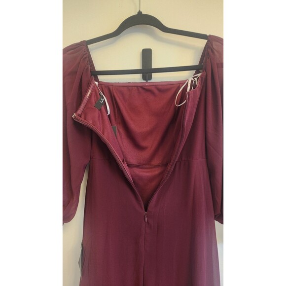 Lulus Burgundy Off Shoulder Maxi Dress Extra Small Long Sleeve Formal NWT - Picture 9 of 10